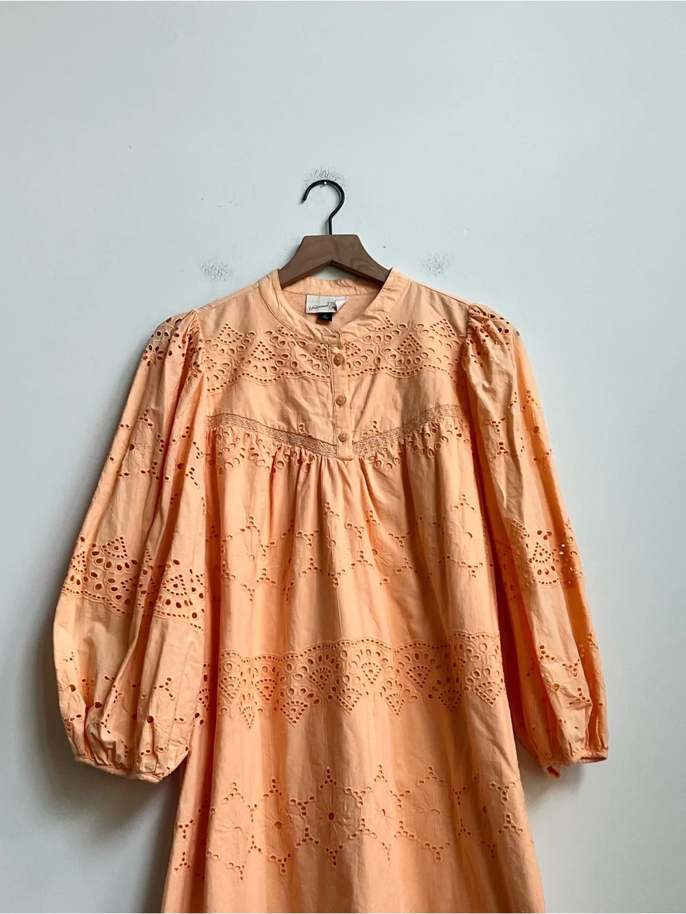 Universal Threads Eyelet Dress Orange Puff Sleeve CottageCore XL Babydoll Whimsy - Picture 3 of 13